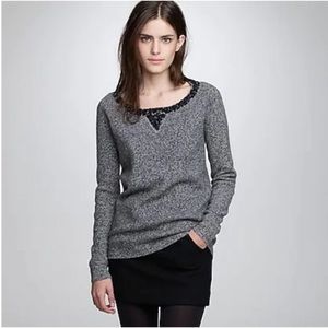 J. Crew Sweaters Gray Lambswool Boyfriend Black sequin crew neck pull over